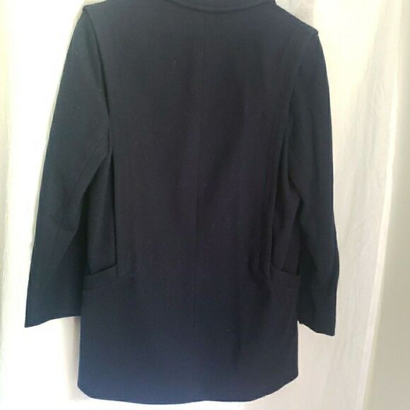 Westbound Dillard's Pea Coat Navy Double Breasted 100% Wool Shell Size 12 - Picture 3 of 13